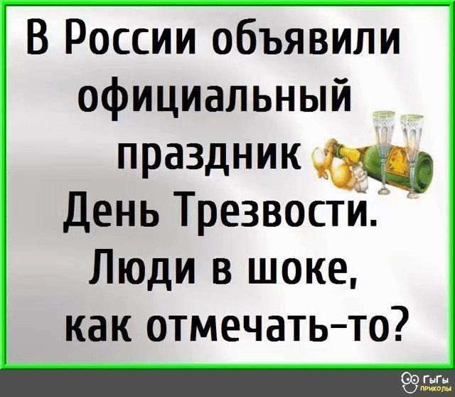 В России объявили официальный праздник пдд День Трезвости Люди в шоке как отмечатьто 995