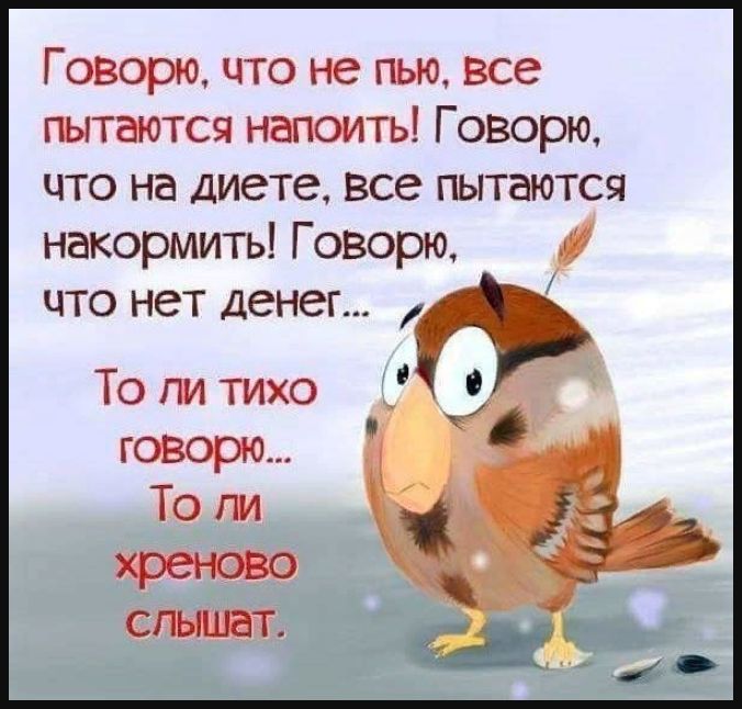 Г оворю что не пью все пытаются напоить Г оворю что на диете все пытаются накормить Говорю что нет денег 0 То пи тихо говорю