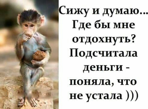 Сижу и думаю Где бы мне отдохнуть _ Подсчитала деньги понялачто не устала