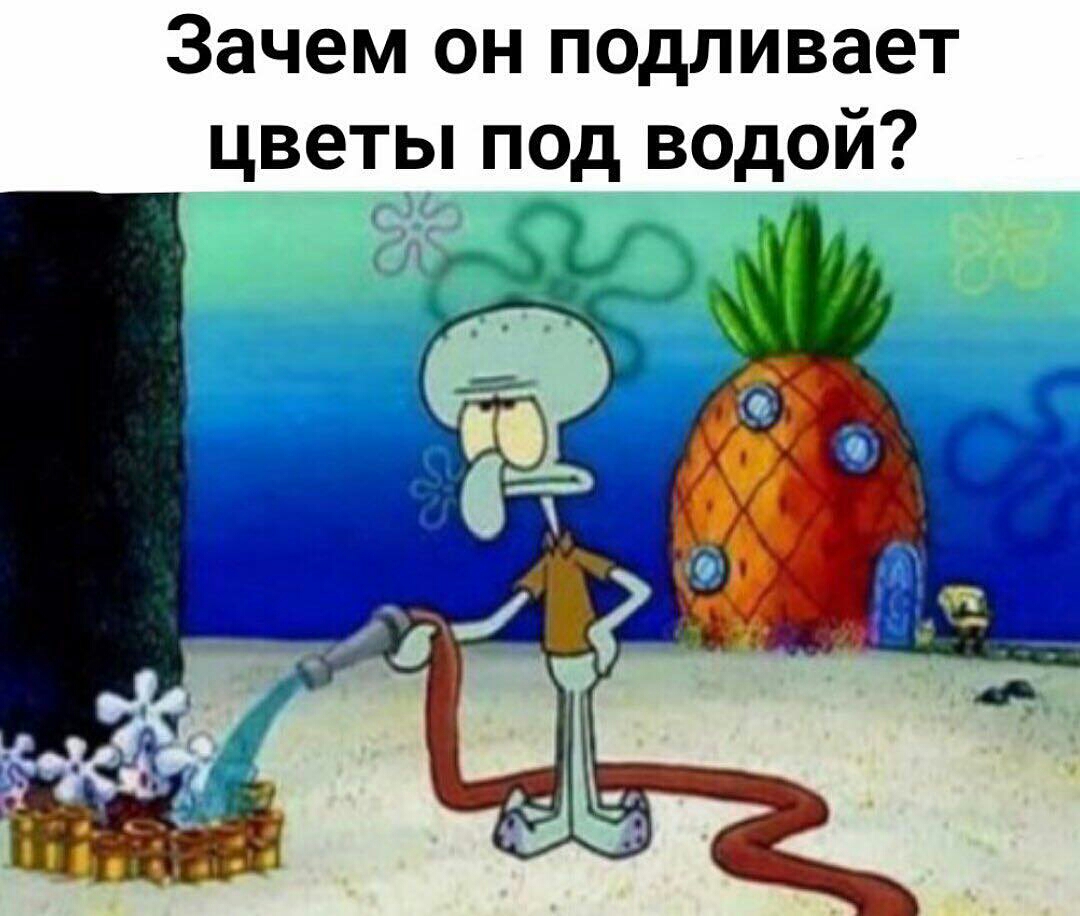 Зачем он подливает цветы под водой