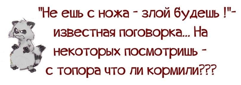 Не ешь с ножа зпой будешь известная поговорка На некоторых посмотришь З С топора что ли кормили