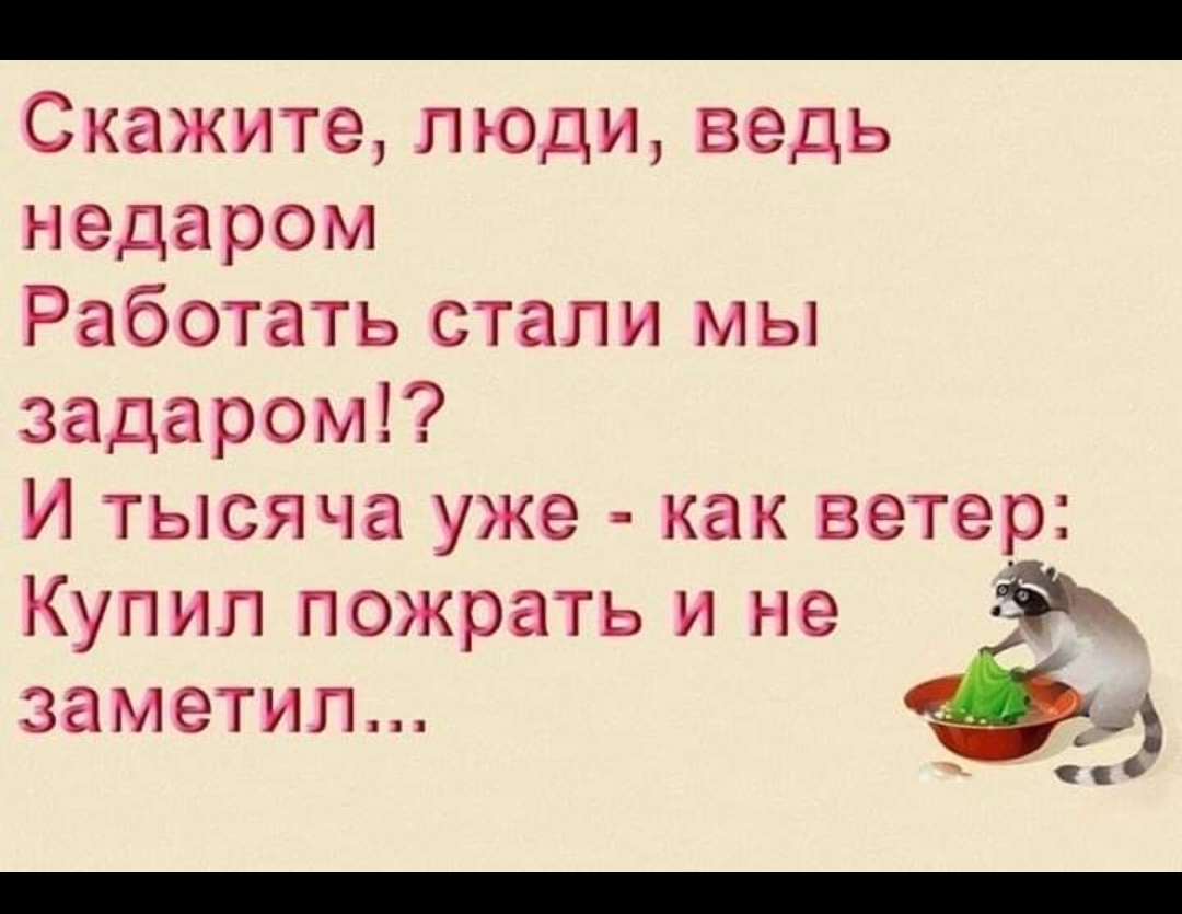 Скажите люди ведь недаром Работать стали мы задаром И тысяча уже как ветер Купил пожрать и не заметил ча