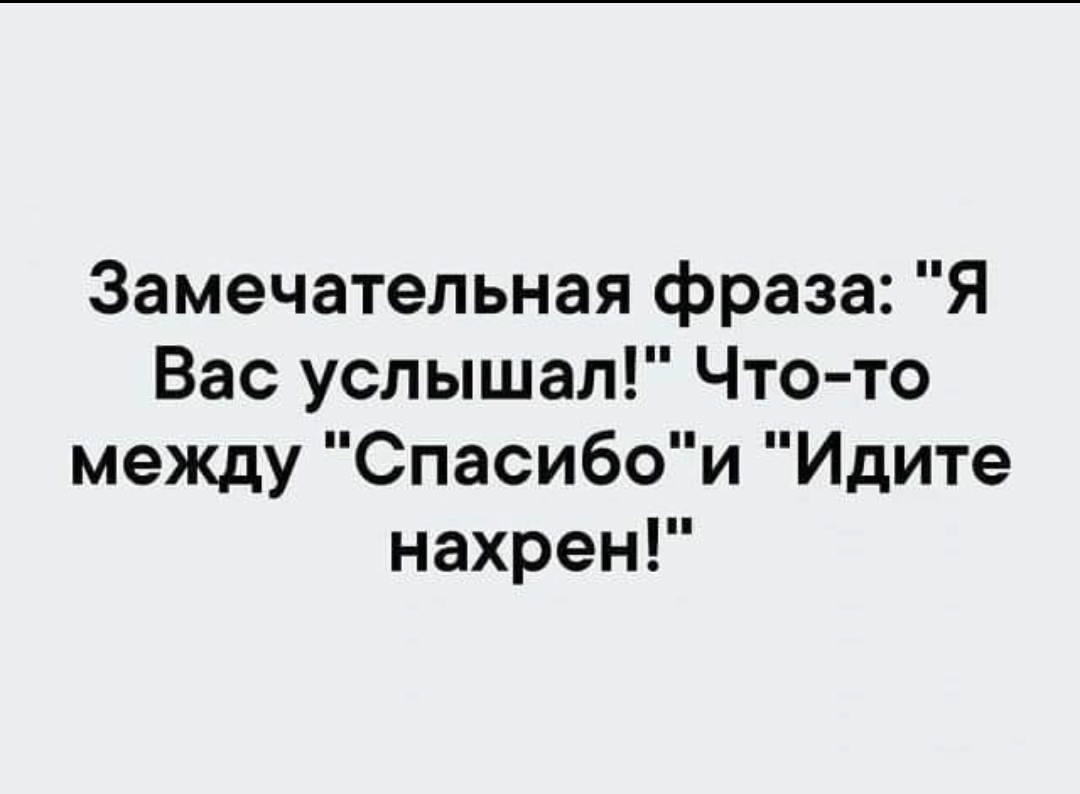 Замечательная фраза Я Вас услышал Что то между Спасибои Идите нахрен