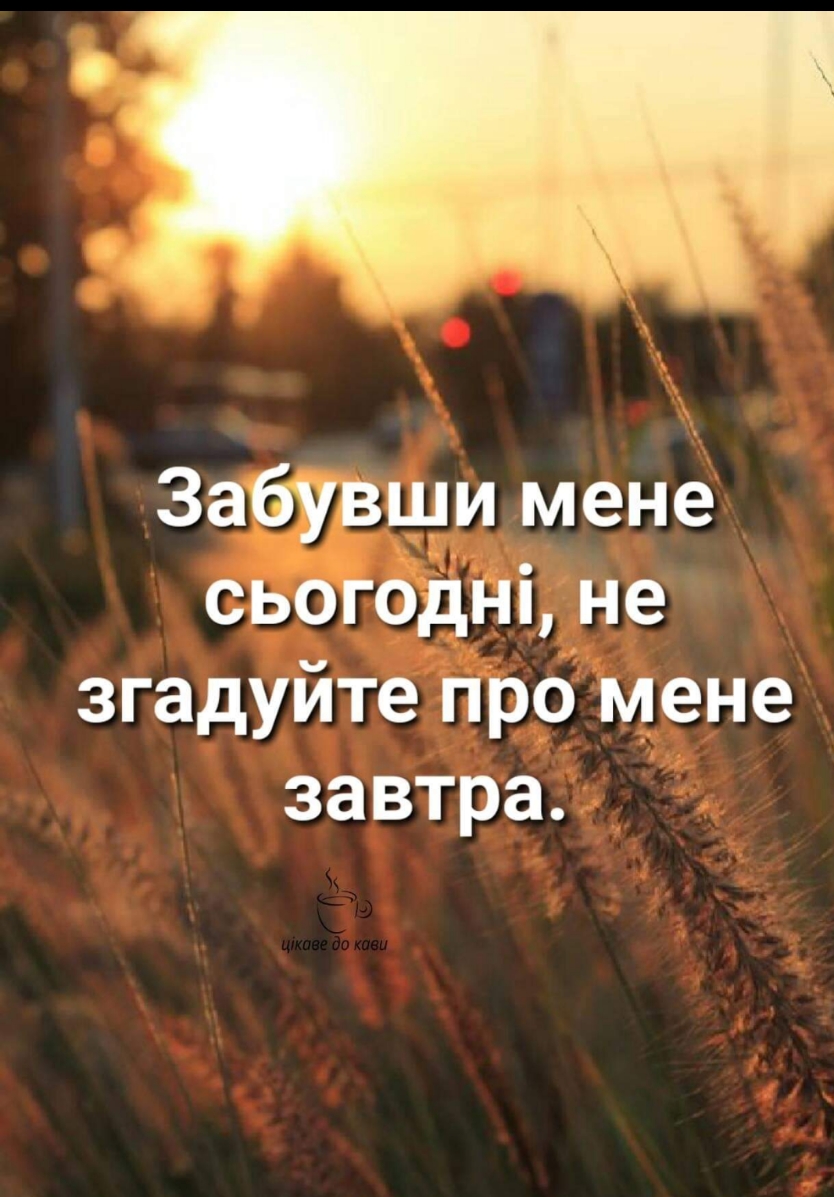 Забувши мене сьогодні не згадуйте про мене завтра