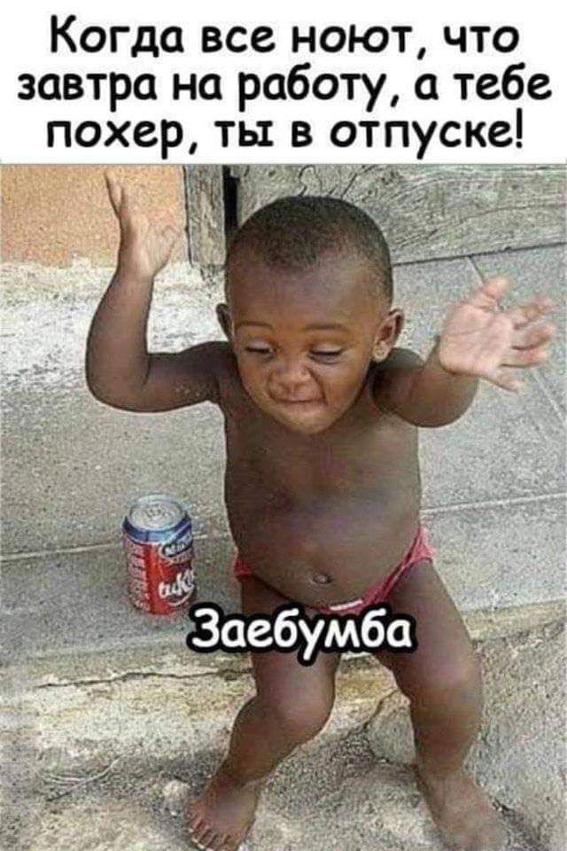 Когда все ноют что завтра на работу а тебе похер ты в отпуске аъ