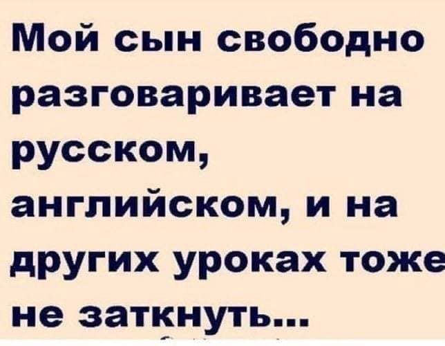 Мой сын свободно разговаривает на русском английском и на других уроках тоже не заткнуть