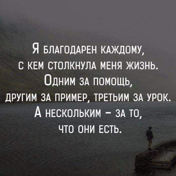 Я БЛАГОДАРЕН КАЖДОМУ с кем столкнулд меня жизнь Одним зд помошь другим ЗА пример третьим зд урок А нескольким ЗА то что они есть
