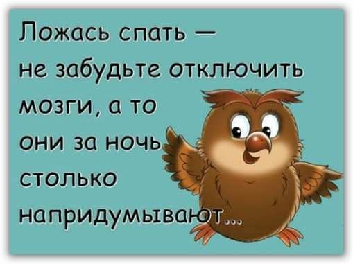 Ложась спать не забудьте отключить мозги а то они за ночь столько напридумыг
