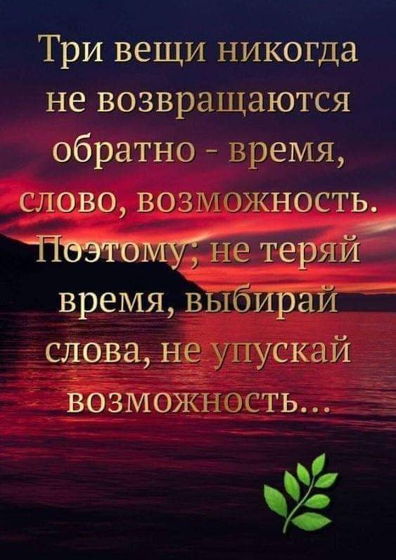 Три вещи никогда не возвращаются обратно время слово возможность Ётмтіе теряй время Выбйбай слова не упускай ВОЗМОЖНОСТЬ