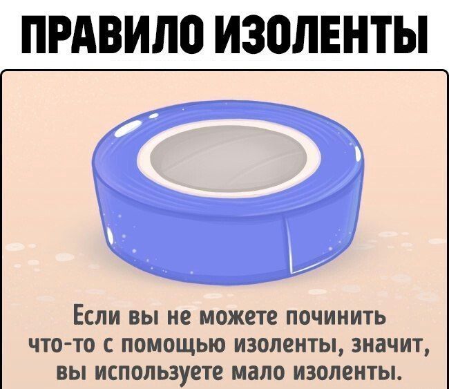 ПРАВИЛО ИЗОЛЕНТЫ ЕСЛИ ВЫ не можете ПОЧИНИТЬ ЧТО ТО С ПОМОЩЬЮ ИЗОЛВНТЫ ЗНЗЧИТ ВЫ ИСПОЛЬЗУЕТЕ МЗЛО ИЗОЛЕНТЫ