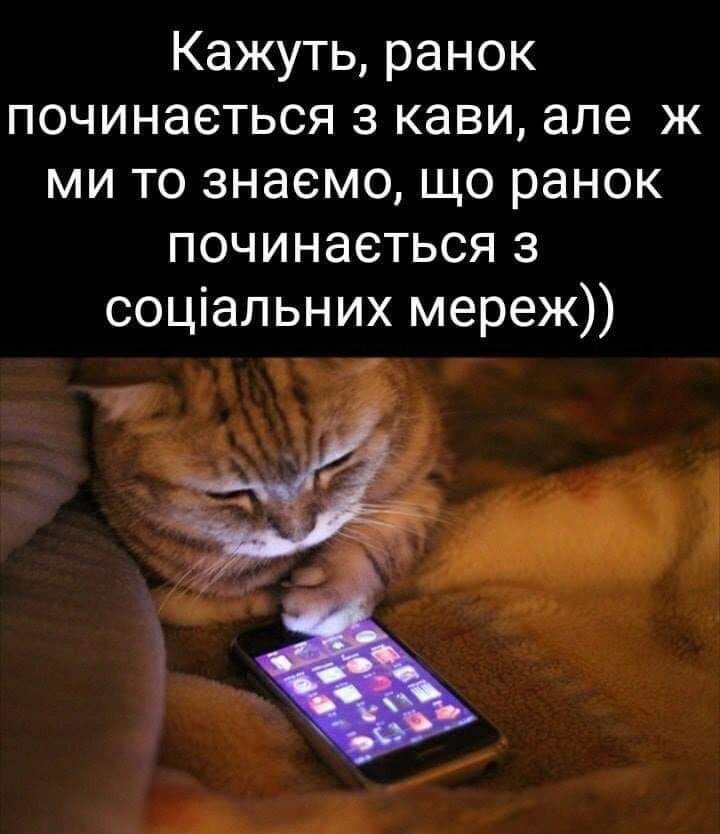 Кажуть ранок починаеться з кави але ж ми то знаемо що ранок починаеться з соціальних мереж _