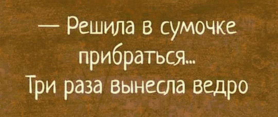 Решила в сумочке прибраться Три раза вынесла ведро