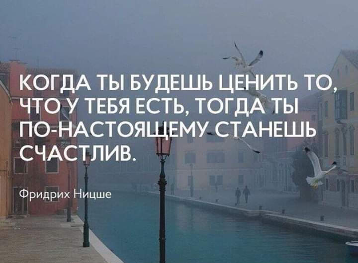 КОГДА ТЫ БУДЕШЬ ЦЕНИТЬ ТО ЧТО У ТЕБЯ ЕСТЬ ТОГДА ТЫ ПО НАСТОЯЩЕМУ СТАНЕШЬ СЧАСТЛИВ Фридрих Ницше