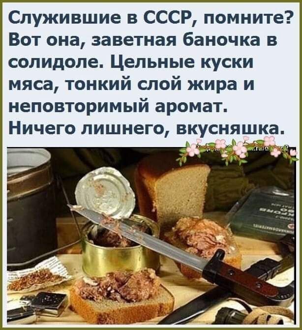 Служившие в СССР помните Вот она заветная баночка в солидоле Цельные куски мяса тонкий слой жира и неповторимый аромат Ничего лишнего вкусняшка 3 _