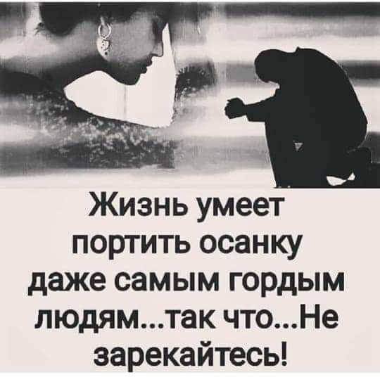 Жизнь умеет портить осанку даже самым гордым людямтак чтоНе зарекайтесь