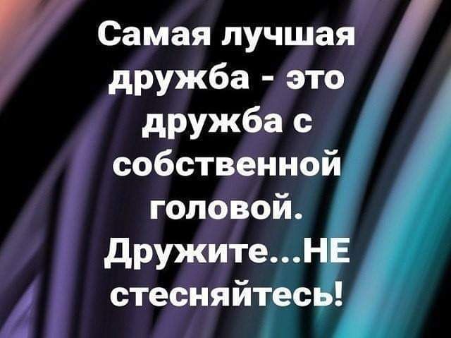 Самая лучшая дружба это дружба с собственной головой дружите стесняйтес в