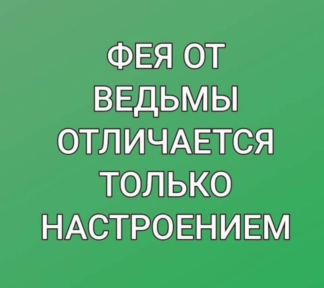 ФЕЯ ОТ ВЕДЬМЫ ОТЛИЧАЕТСЯ ТОЛЬКО НАСТРОЕНИЕМ