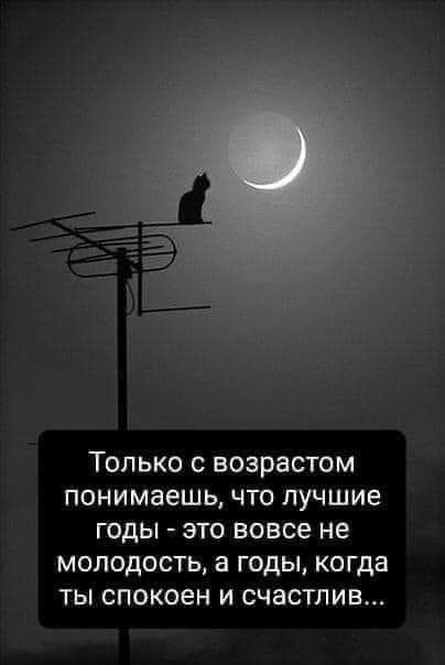 Только с возрастом понимаешь что лучшие годы это вовсе не молодость а годы когда ты спокоен и счастлив