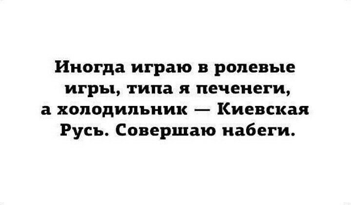 Иногда играю в ролевые игры типа я печенеги а холодильник Киевская Русь Совершаю набеги