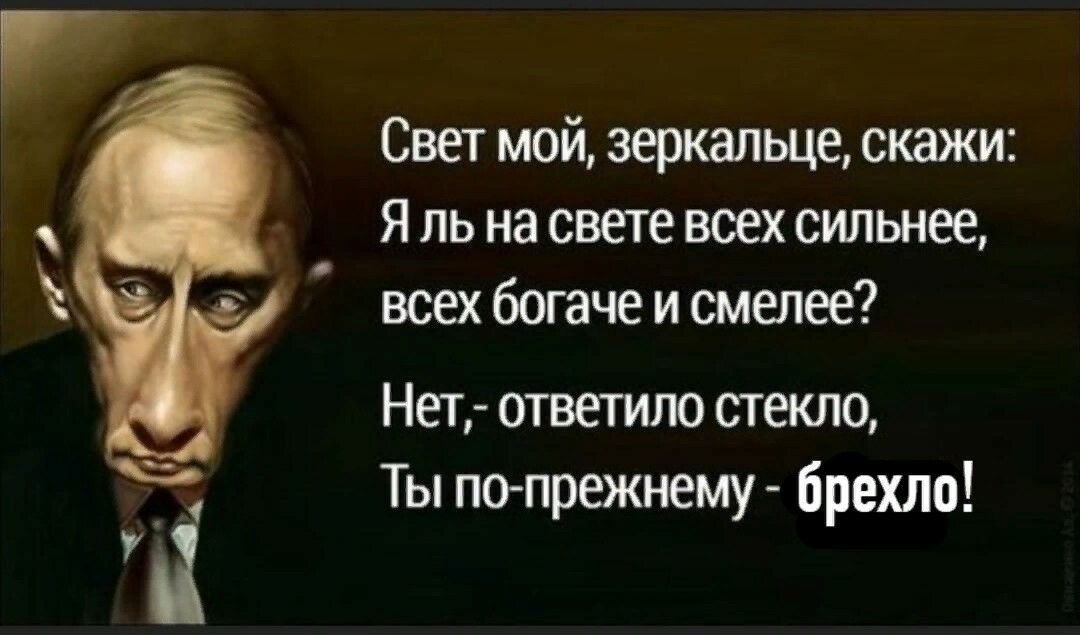 г Свет мой зеркальце скажи Я ль на свете всех сильнее всех богаче и смелее Нет ответило стекло Ты попрежнему брехло а