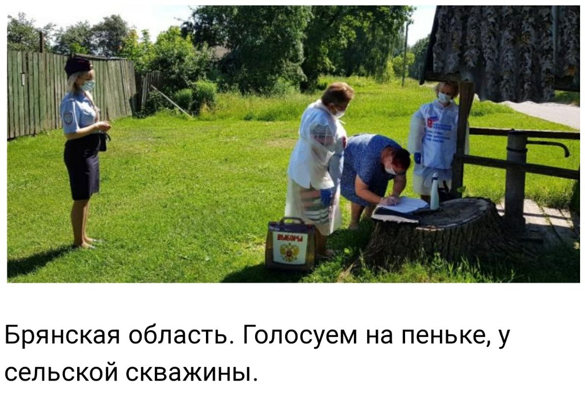 Брянская область Голосуем на пеньке у сельской скважины