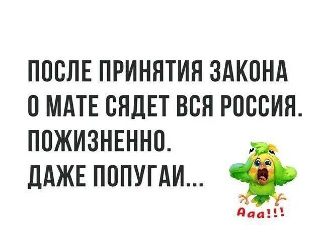 ПОСЛЕ ПРИНЯТИЯ ЗАКОНА МАТЕ БЯДЕТ ВСЯ РОССИЯ ПОЖИЗНЕННО ддЖЕ ПППУГАИ даа