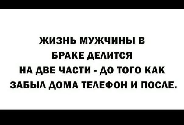 ЖИЗНЬ МУЖЧИНЫ В БРАКЕ АЕАИТСЯ НА дВЕ ЧАСТИ до ТОГО КАК ЗАБЫА АОМА ТЕАЕФОН И ПОСЕ