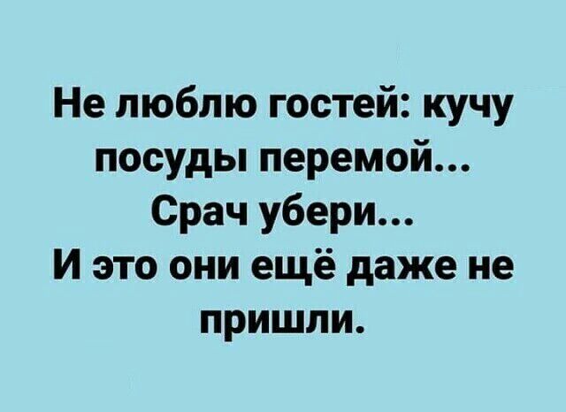 Не люблю гостей кучу посуды перемой Срач убери И это они ещё даже не пришли