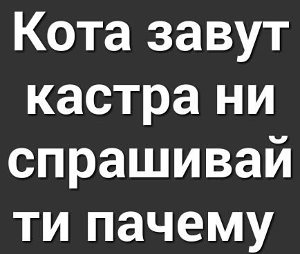 Кота завут кастра ни спрашивай ти пачему