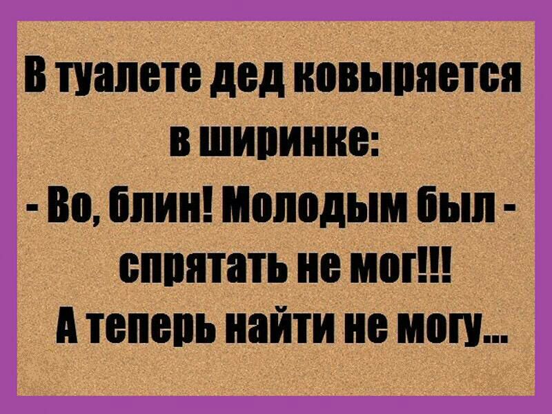 В туалете дед ковыряется В ширинка Во блин Молодым была пппятать не мог А теперь найти не могу