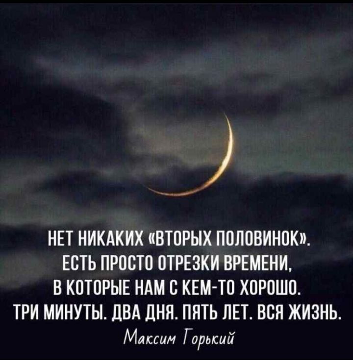 НЕТ НИКАКИХ ВТОРЫХ ППЛОВИНПК ЕСТЬ ПРОСТО ОТРЕЗКИ ВРЕМЕНИ В КОТОРЫЕ НАМ С КЕМ ТП ХОРОШО ТРИ МИНУТЫ ДВА ДНЯ ПЯТЬ ЛЕТ ВСН ЖИЗНЬ Максим Горький