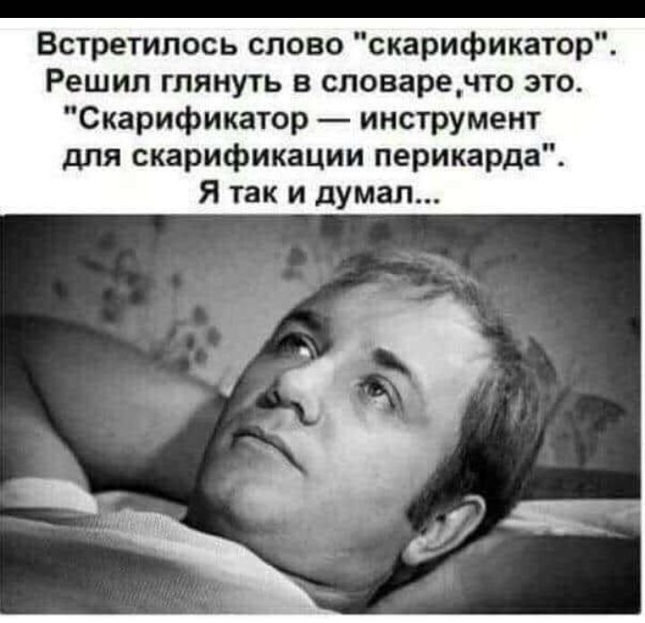 Встретипось слово скарификатор Решил глянуть в споваренто это Скарификатор инструмент для скарификации перикарда Я так и думал