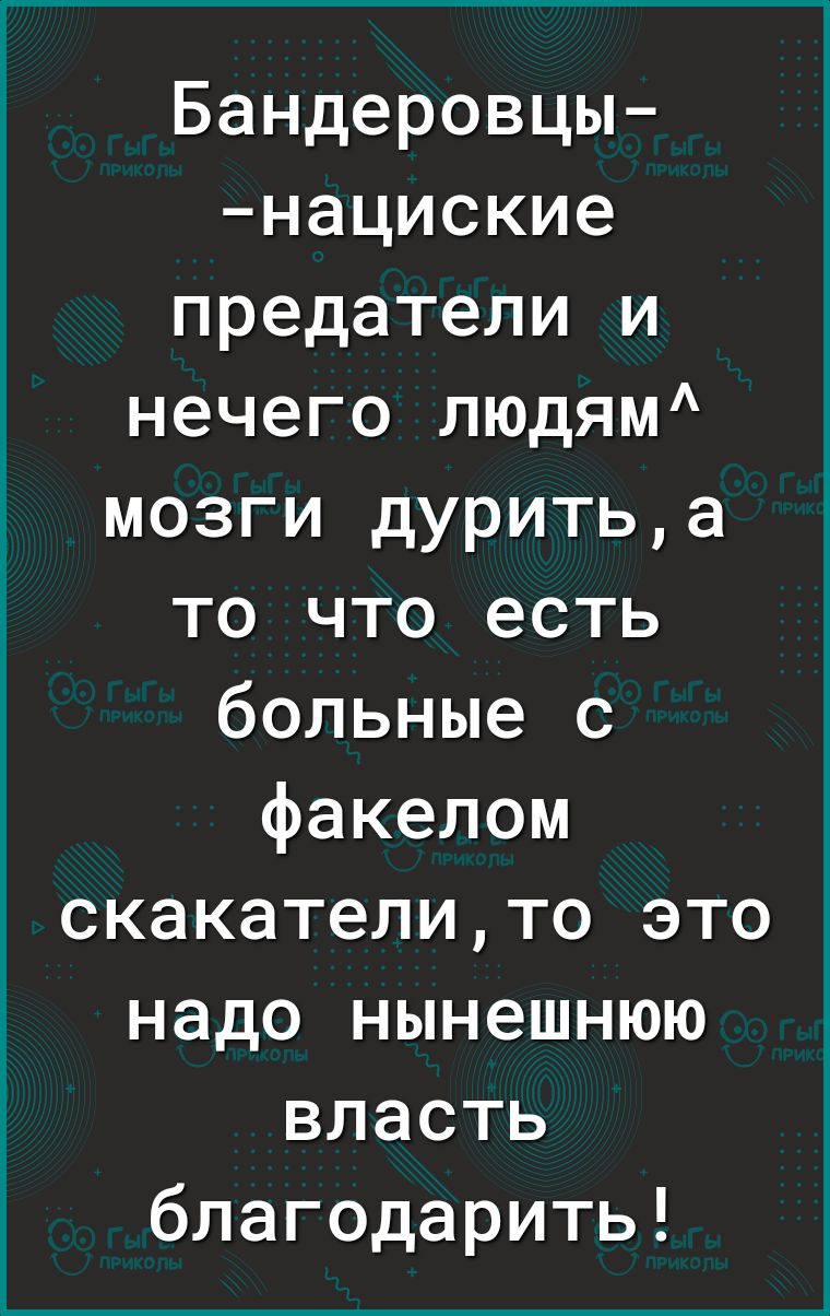 Бандеровцы нациские предатели и нечего людям мозги дуритьа то что есть больные с факелом скакателито это надо нынешнюю власть благодарить