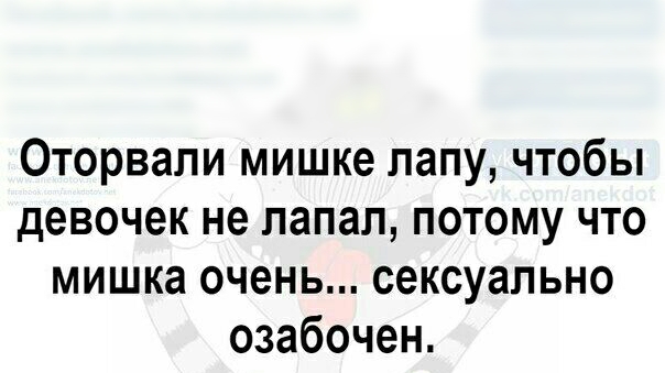 Оторвали мишке лапу чтобы девочек не лапал потому что мишка очень сексуально озабочен