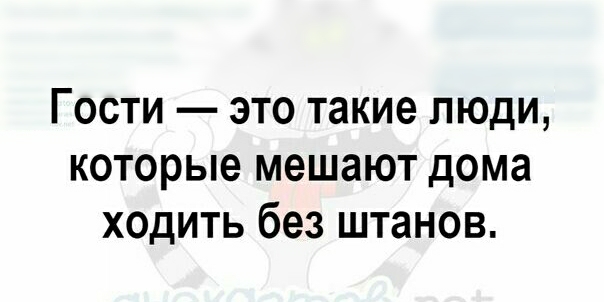 Гости это такие люди которые мешают дома ходить без штанов