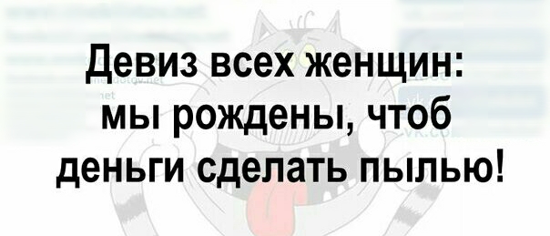 Девиз всех женщин мы рождены чтоб деньги сделать пылью