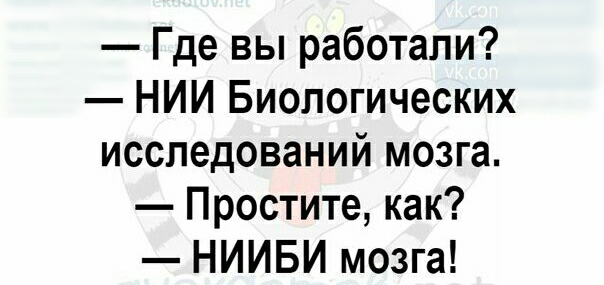 Где вы работали НИИ Биологических исследований мозга Простите как НИИБИ мозга