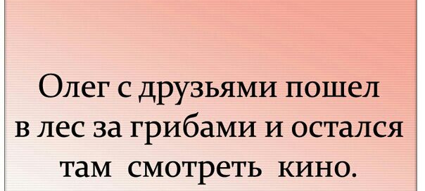 Олег с друзьями пошел в лес за грибами и остался там смотреть кино