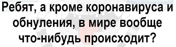 Ребят а кроме коронавируса и обнуления в мире вообще что нибудь происходит