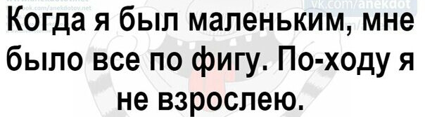 Когда я был маленьким мне было все по фигу По ходу я не взрослею