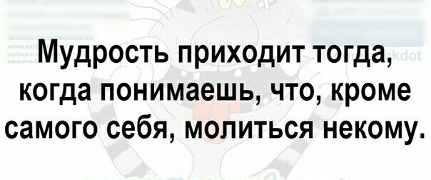 Мудрость приходит тогда когда понимаешь что кроме самого себя молиться некому