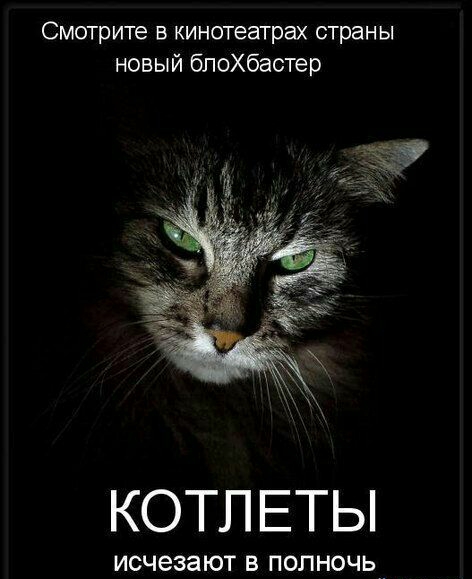 Смотрите в кинотеатрах страны новый бпоХбастер КОТЛ ЕТЫ ИСЧЭЗЭЮТ В ПОЛНОЧЬ