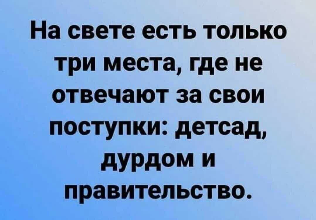 На свете есть только три места где не отвечают за свои поступки детсад дУРдОМ И правительство
