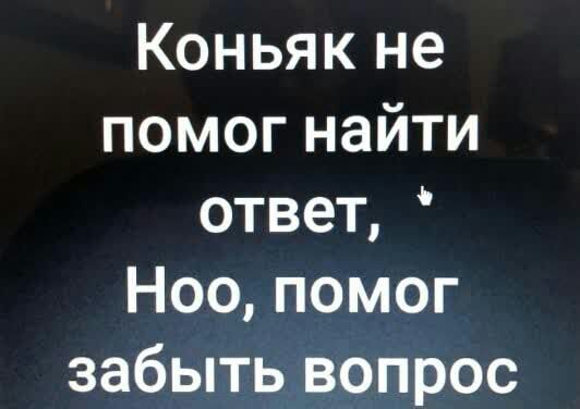 Коньяк не помог найти ответ Ноо помог забыть вопрос