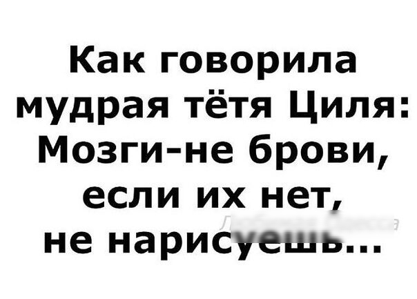 Как говорила мудрая тётя Циля Мозги не брови если их нет не нарисуешь