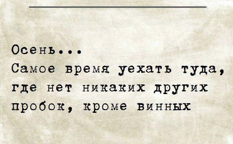 Осень Самое время уехать туда где нет никаких других пробок кроме винных