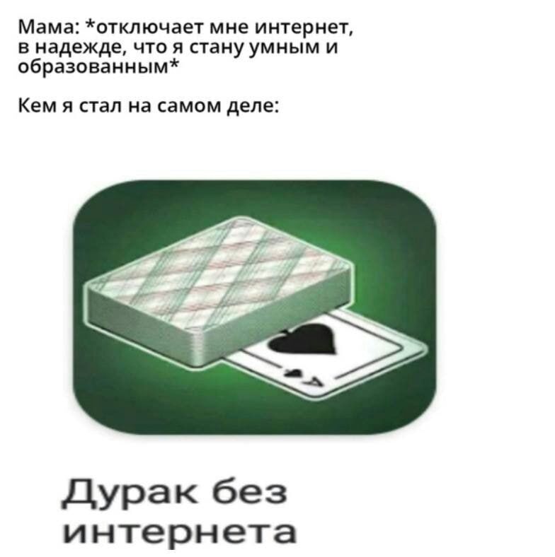 Мама аткточзы миа итернет в надежде что я пану умным и образованным Кем я стал на самом деле Дурак без интернета
