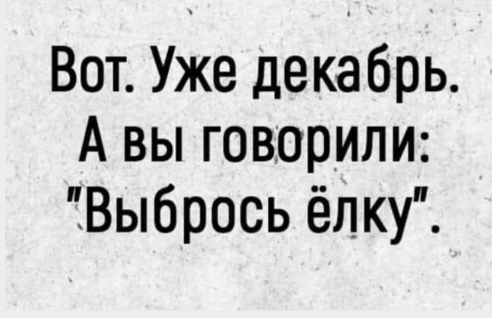 Вот Уже декабрь А вы говорили Выбрось ёлку