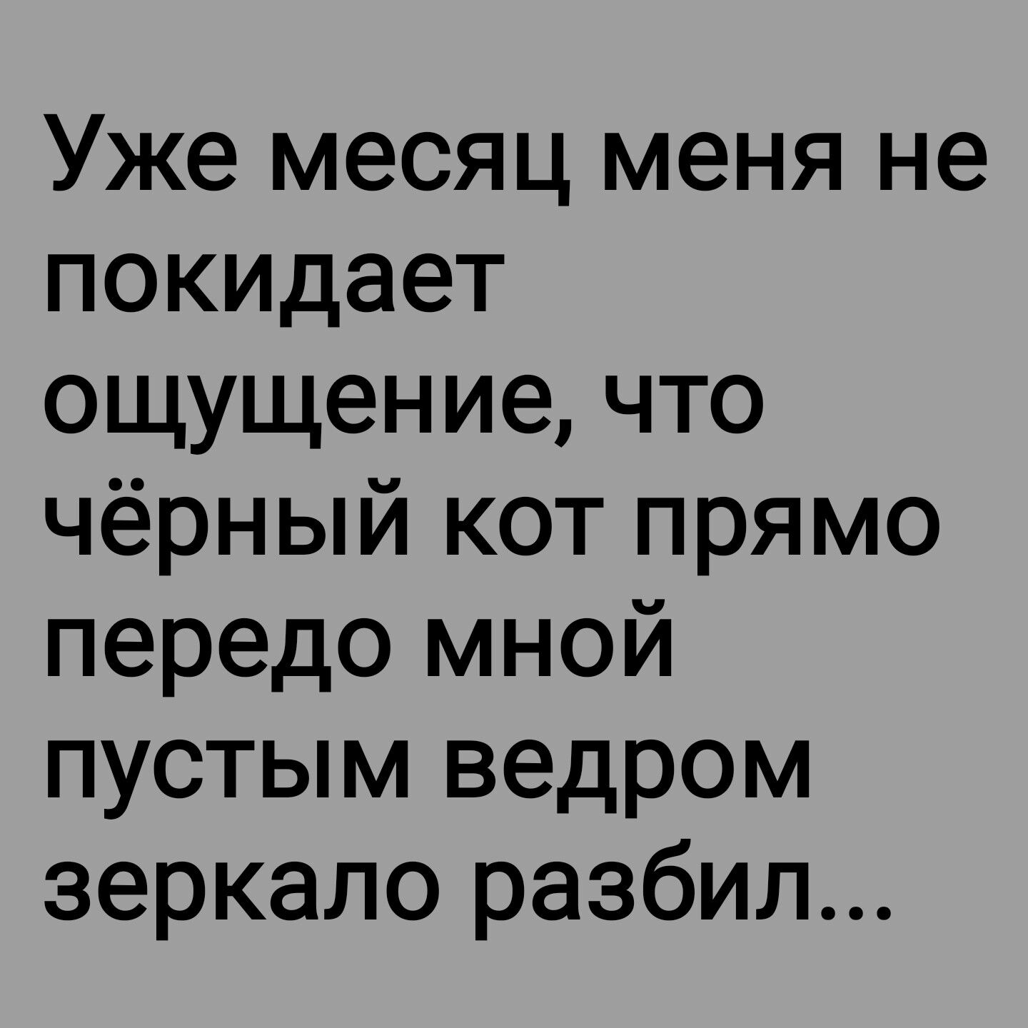 Уже месяц меня не покидает ощущение что чёрный кот прямо передо мной пустым ведром зеркало разбил