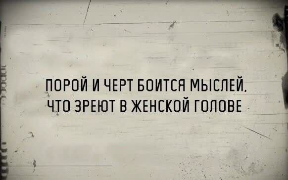 ПОРОЙ И ЧЕРТ БПИТЕН МЫСЛЕЙ ЧТО ЗРЕЮТ В ЖЕНСКОЙ ГОЛОВЕ